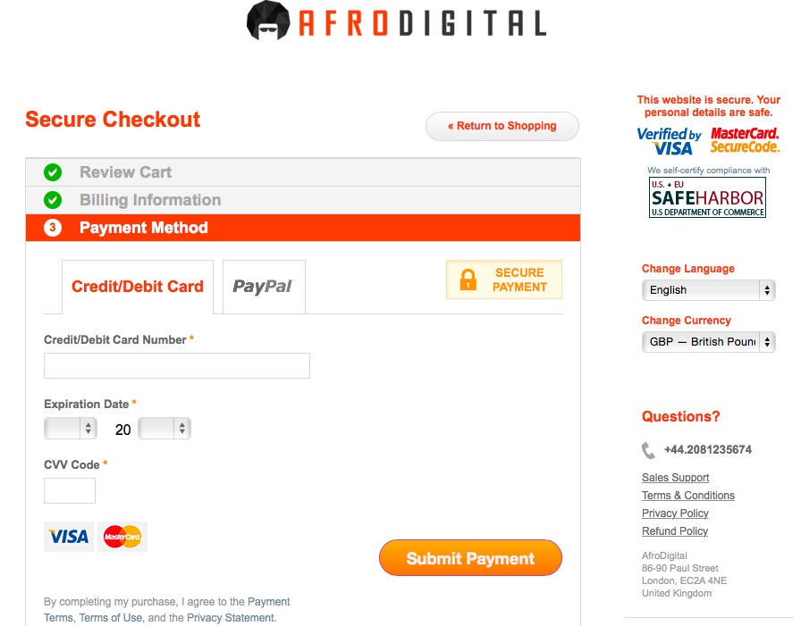 Paying with your debit/credit card using 2Checkout