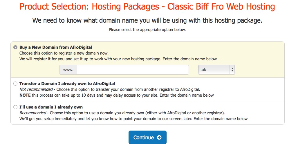 Registering a domain with Afrodigital